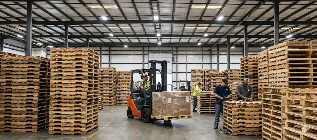 Parihuelas de madera en operación logística